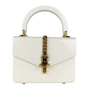 Gucci Sylvie 1969 handbag/shoulder bag in acrylic and metal, ivory, women's, ...